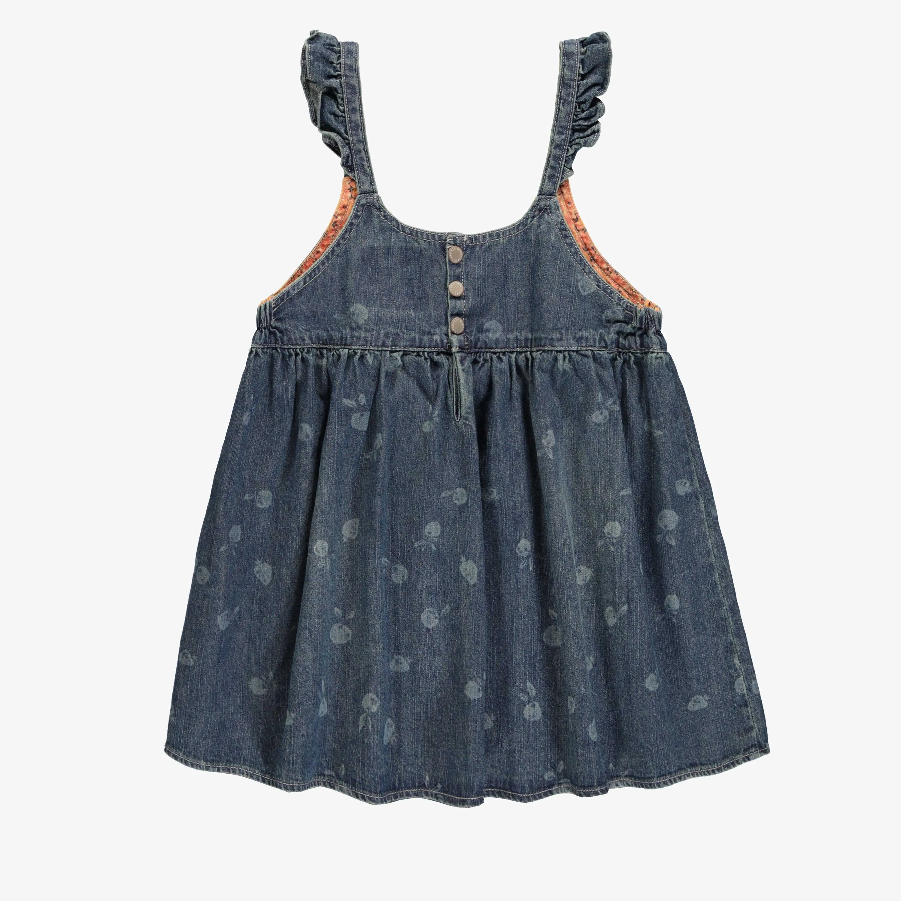 Robe tunique à bretelles de coupe régulière/évasée en denim léger, enfant || Regular-fit flared tunic dress in lightweight denim, child