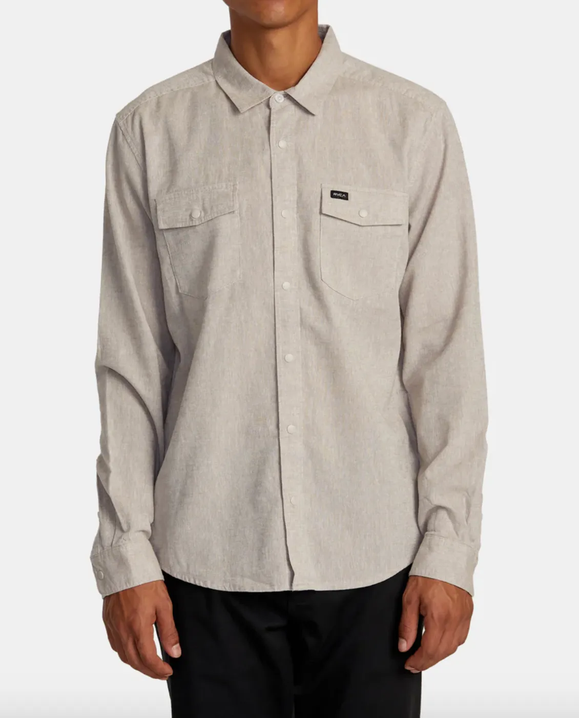 RVCA Mens Neps L/S Shirt - Washed Grey