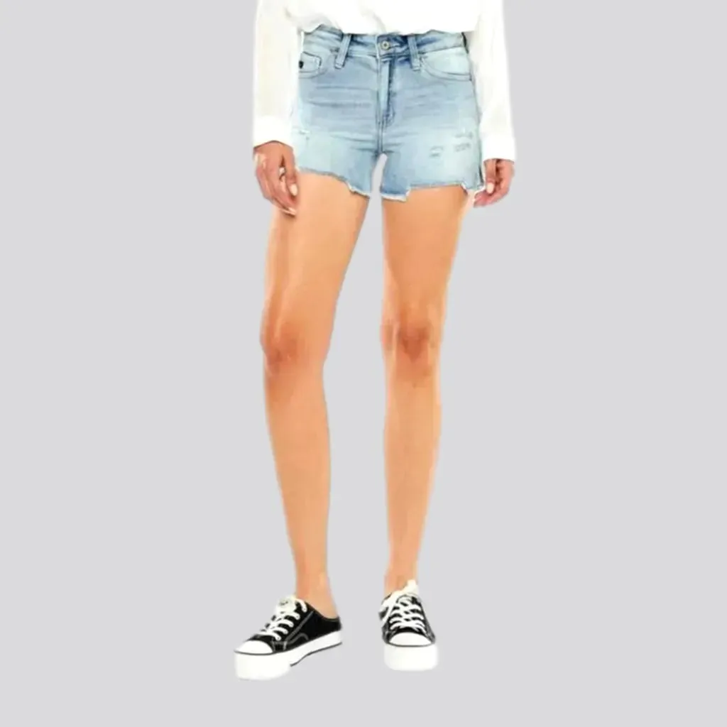 Straight tall-waisted jean shorts for ladies