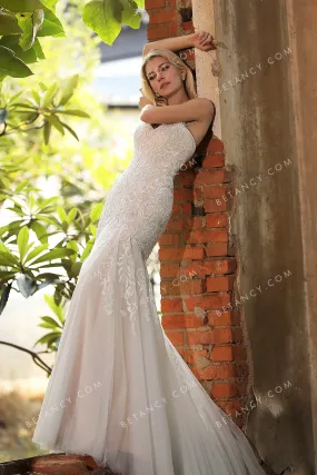 Strapless Pearl Pink Designer Wedding Dress