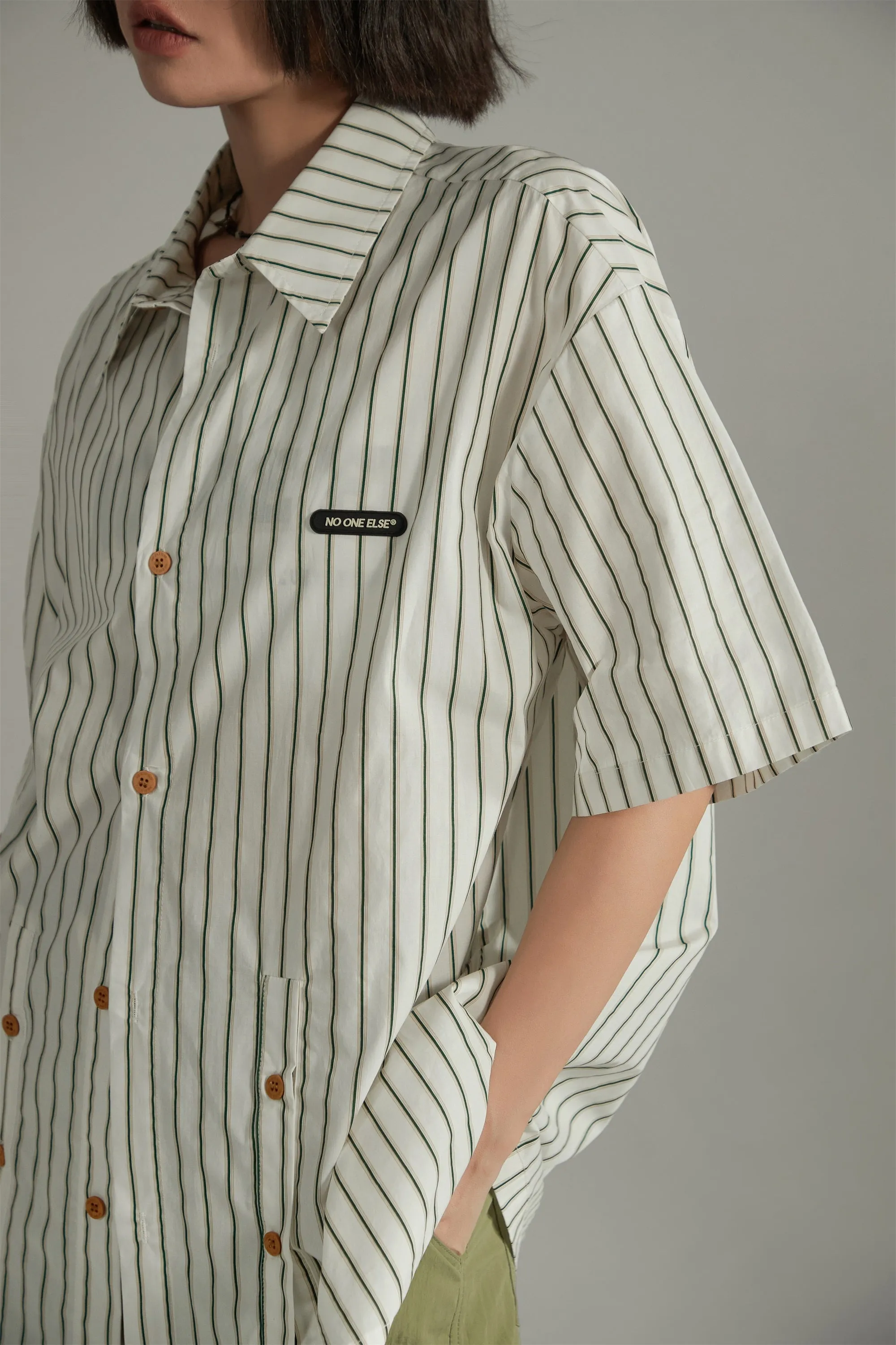 Striped Loose-Fit Button Up Shirt