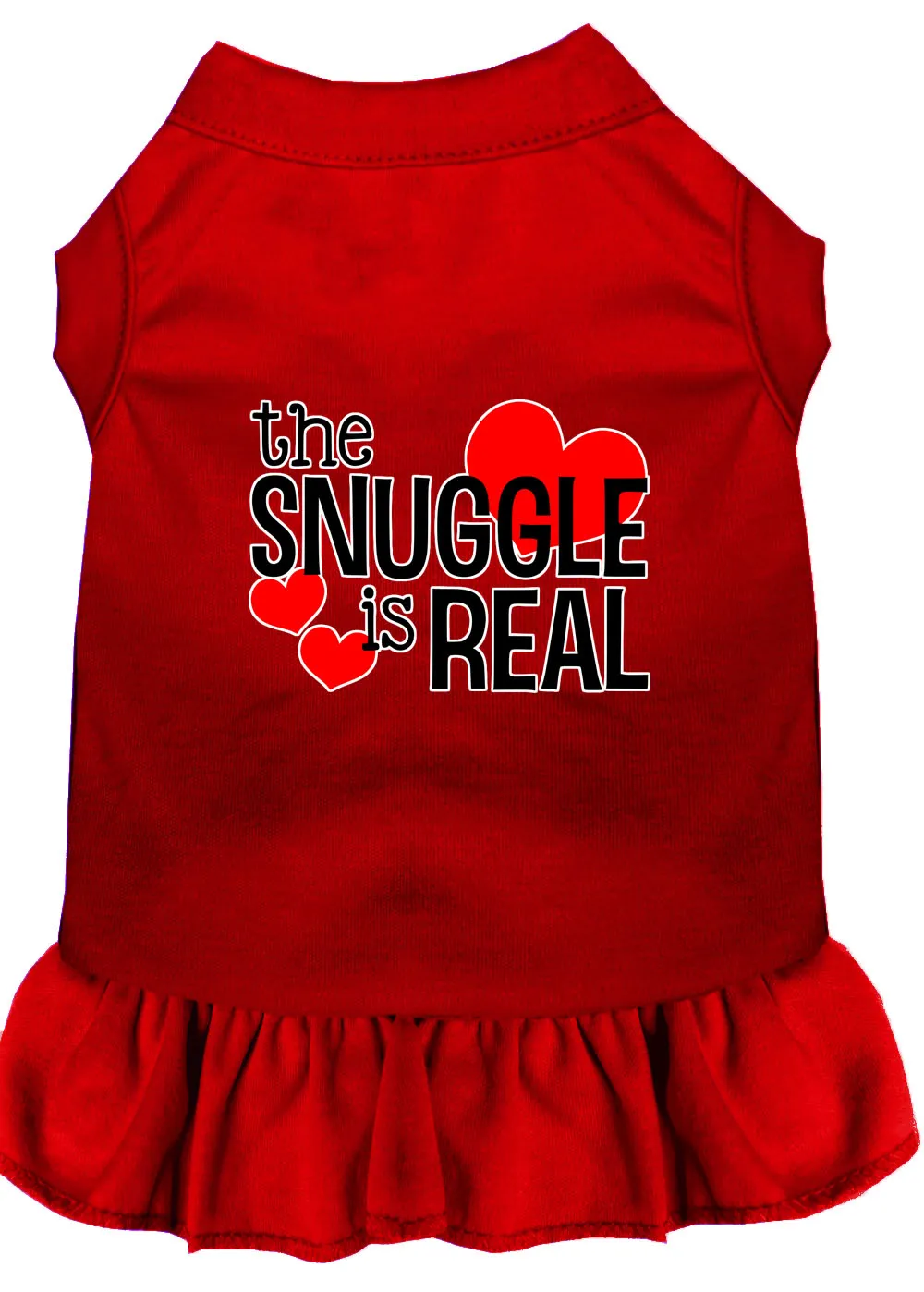 The Snuggle Is Real Screen Print Dog Dress Red Med