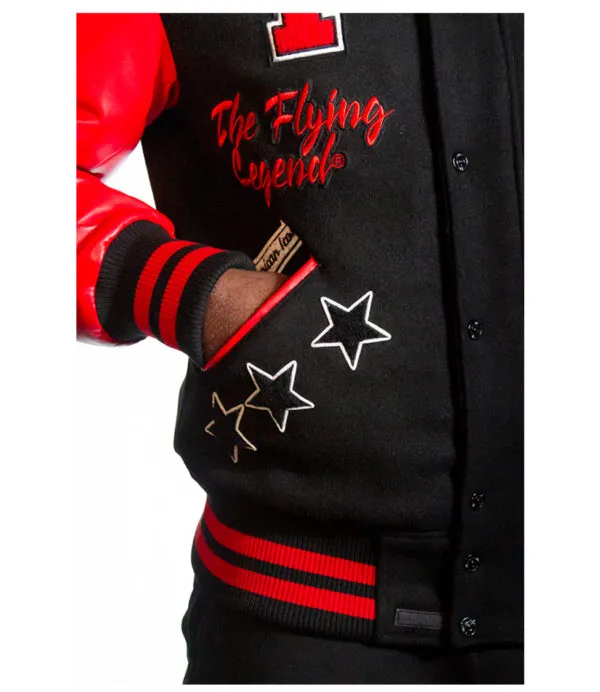 Top Gun Mens The Flying Legend Varsity Jacket Black Red