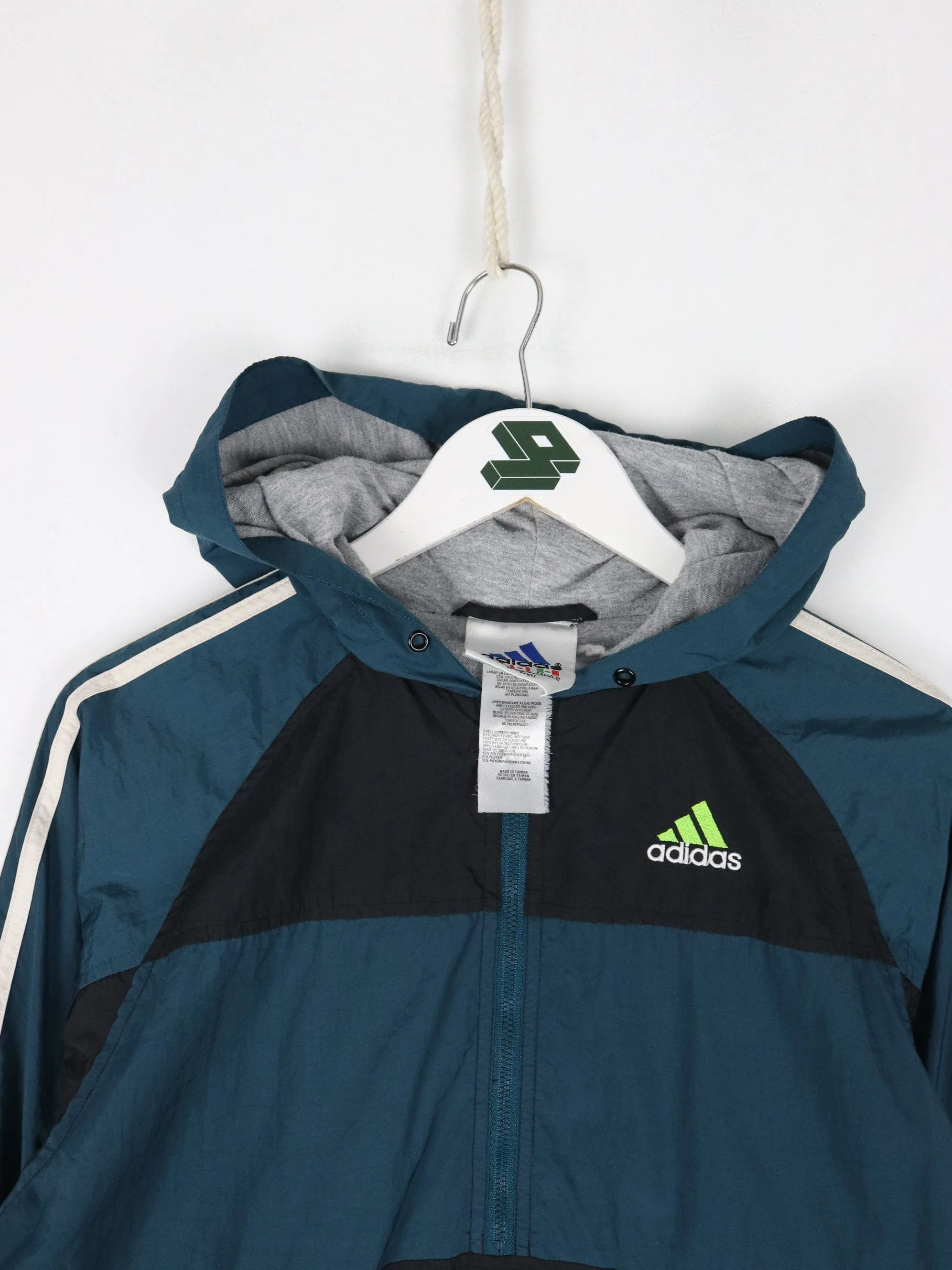 Vintage Adidas Windbreaker Mens Medium Blue Hooded