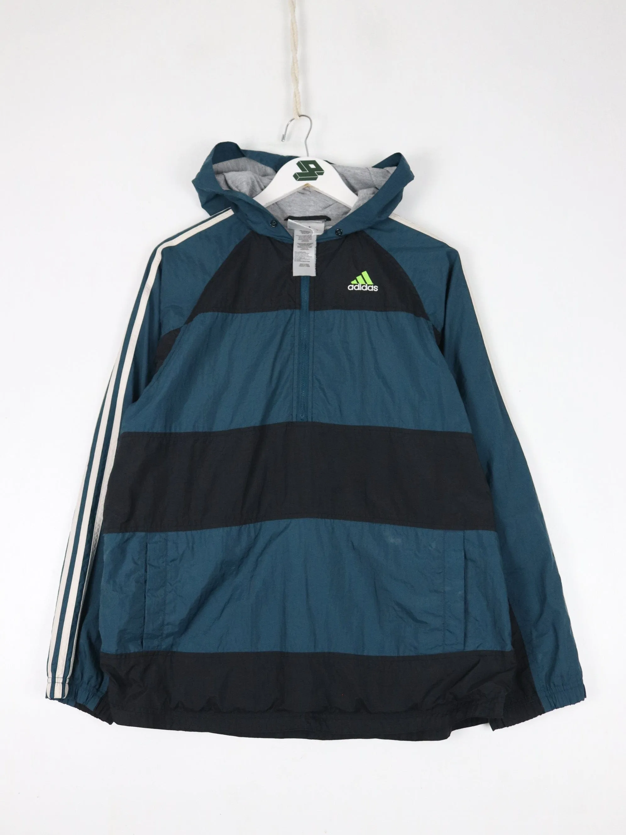 Vintage Adidas Windbreaker Mens Medium Blue Hooded