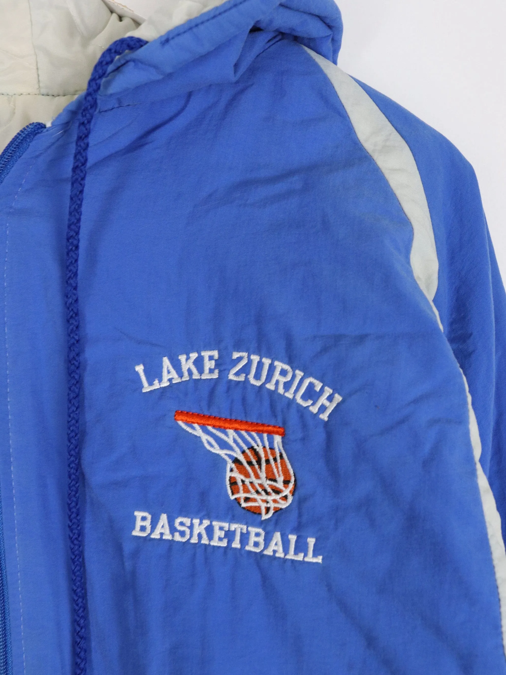 Vintage Lake Zurich Basketball Jacket Mens Large Blue School Windbreaker