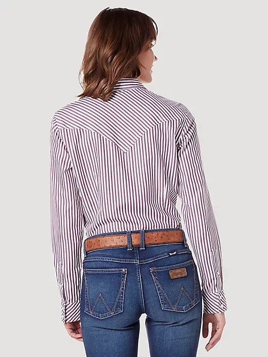 Wrangler Women's Striped Western Button Down Shirt