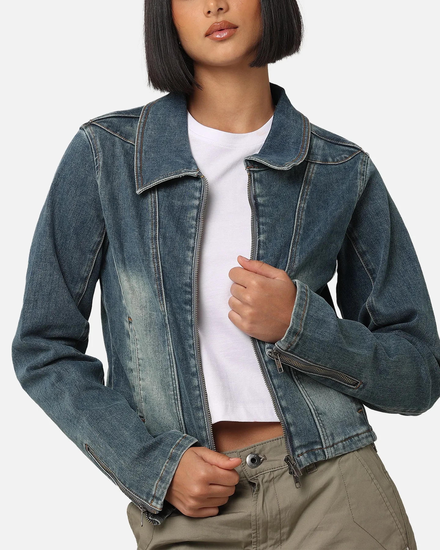 XXIII Women's Josie Fitted Denim Jacket Dark Denim